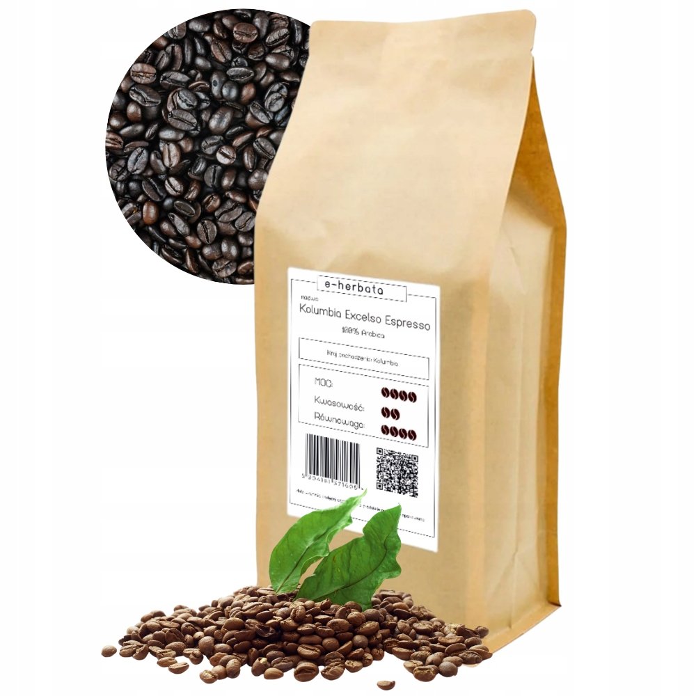 Kawa Ziarnista Arabica Kolumbia Excelso Espresso Do Ekspresu 1KG