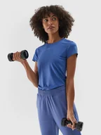 Koszulki sportowe damskie - Damska koszulka treningowa 4F 4FWAW24TFTSF1011 - niebieska - miniaturka - grafika 1