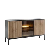 Komody - Komoda K154 z Oświetleniem Sento Piaski Meble Czarny Grafit, Dąb Wotan - miniaturka - grafika 1