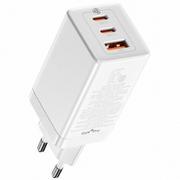 Ładowarki do telefonów - Baseus GaN3 Pro szybka uniwersalna ładowarka sieciowa GaN 2 x USB Typ C / USB + kabel USB Typ C - USB Typ C 65W PD3.0, QC4.0+, AFC biały (CCGP050102) - miniaturka - grafika 1