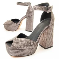 Czółenka - Montevita Buty Na Obcasie Sandant Szary - miniaturka - grafika 1