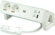 Gniazdka elektryczne - Bachmann BACHMANN DESK2 ALU WHITE 2x gniazdo z uziemieniem, ładowarka USB 22 W A&C, 0,2 m GST18 - miniaturka - grafika 1