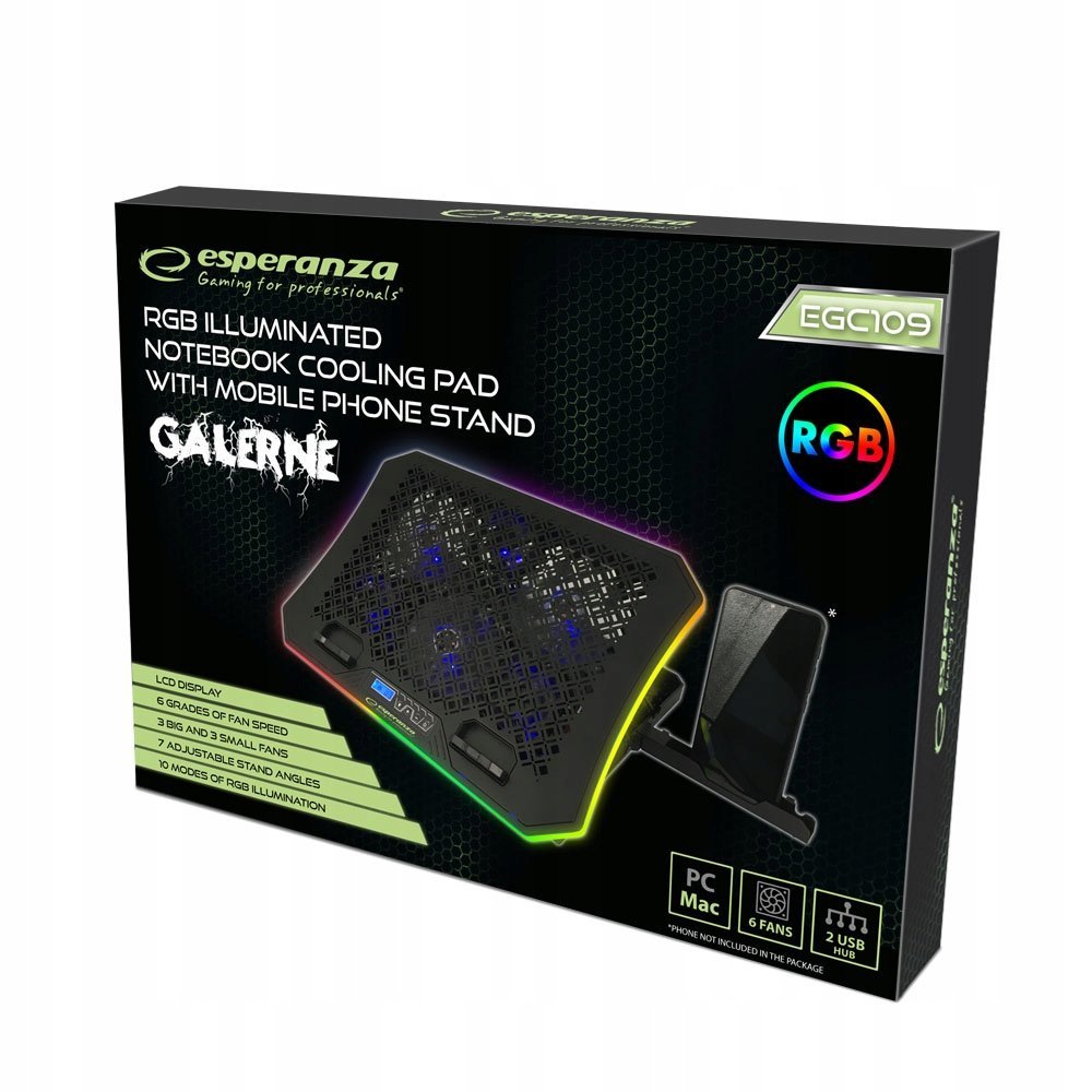 PODSTAWKA PODKŁADKA CHŁODZĄCA STOJAK POD LAPTOPA LED RGB DLA GRACZY