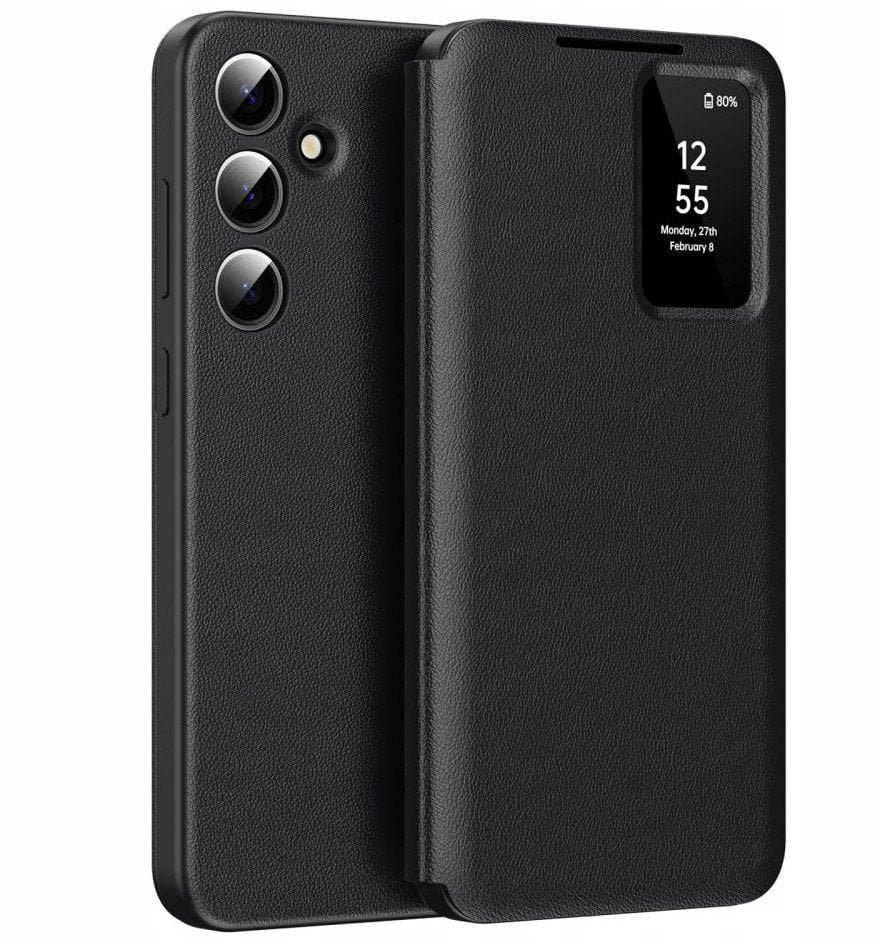 Etui z klapką skórzane Supero do Samsung Galaxy A56 5G, czarne