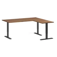 Biurka - Stół z regulacją wysokości, 3 silniki, 745 - 1215 mm, narożnik L/P, blat 1800 x 1600 mm, podstawa czarna, orzech - miniaturka - grafika 1