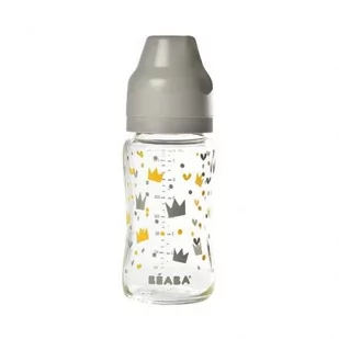 Beaba Yellow Grey Crown 240 ml szklana - Butelki dla niemowląt - miniaturka - grafika 1