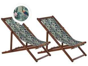 Zestaw 2 Leżaków Ogrodowych Ciemne Drewno Akacjowe Wzór W Pelikany Anzio - Leżaki ogrodowe Zestaw 2 Leżaków Ogrodowych Ciemne Drewno Akacjowe Wzór W Pelikany Anzio - Leżaki ogrodowe - miniaturka - grafika 1