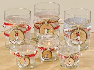 Kpl. 2 Szklanych osłonek na świeczkę - Ozdoby bożonarodzeniowe - miniaturka - grafika 1