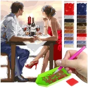 Malowanie po numerach - Haft Diamentowy ARTULIO, Obraz DIY 5D, Diamond Painting, Mozaika diamentowa 30x40cm (Romantyczna kolacja) + zestaw akcesoriów - miniaturka - grafika 1