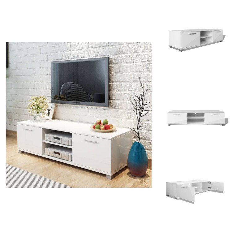 vidaXL Szafka pod TV biały wysoki połysk 120x40,5x35 cm - Meble TV