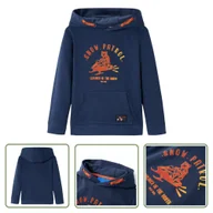 Bluzy dla dziewczynek - Bluza dziecięca z kapturem - granatowy melanż i pomarańcz - 104 - Bluza Dziewczęca - miniaturka - grafika 1