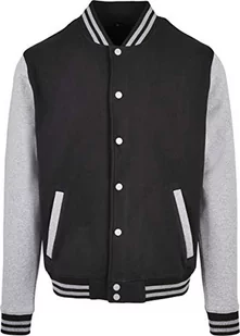 Build Your Brand Męska kurtka Basic College Jacket, kurtka college dla mężczyzn dostępna w wielu kolorach, rozmiarach XS - 5XL, Black/Heather Grey, XXL - Kurtki męskie - miniaturka - grafika 1