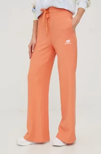 New Balance spodnie dresowe bawełniane damskie kolor pomarańczowy gładkie - Spodnie damskie - miniaturka - grafika 1