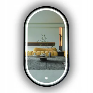 Lustro Led Owalne W Czarnej Ramie 85X50 Cm + Włącznik Dotykowy - Lustra - miniaturka - grafika 1