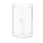 Kabiny prysznicowe - Kabina prysznicowa Cersanit Jota 80x80x195 półokrągła chrom transparentne z brodzikiem tako slim 4cm biały mat S601-435 - miniaturka - grafika 1