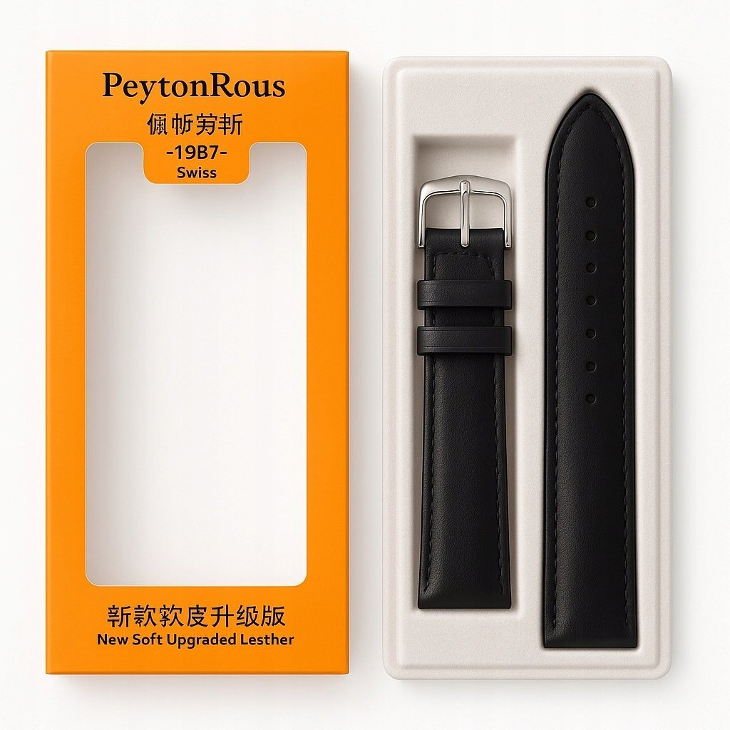 Pasek skórzany do zegarka 18 mm czarny + teleskopy