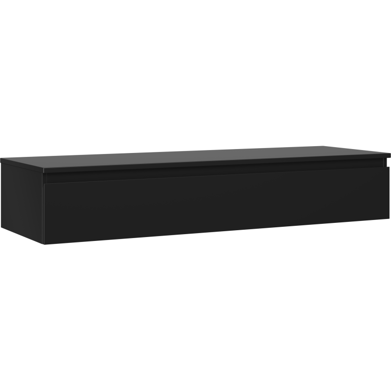 Mexen Orio szafka łazienkowa podumywalkowa 140 cm z blatem, 1 szuflada, czarna mat - 91A10-14023-1-BFC71