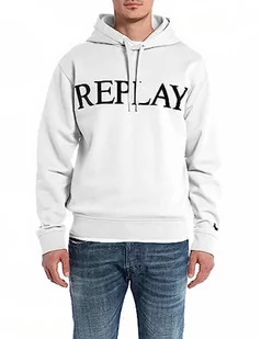 Replay Męska bluza z kapturem, Biały 001, L - Bluzy męskie - miniaturka - grafika 1