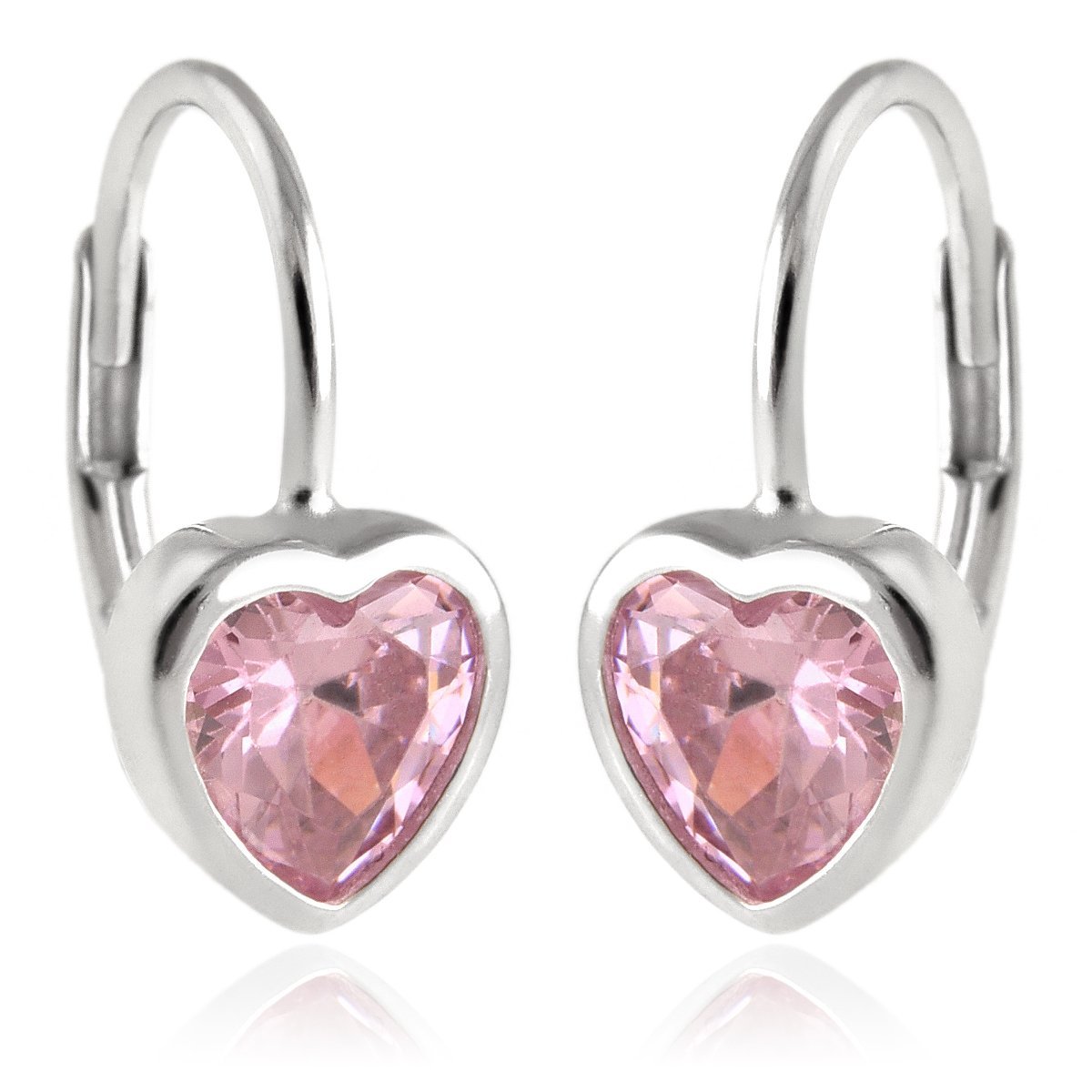 Kolczyki srebrne 925 z sercem i różowym kamieniem – romantyczna elegancja 1,9g.