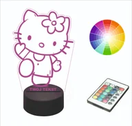 Lampy stojące - Lampka nocna na biurko LED 3D grawer KITTY - miniaturka - grafika 1