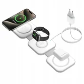 Ładowarki do telefonów - Składana Ładowarka Bezprzewodowa Mag 3W1 Do Iphone Watch Airpods Qi Usb-C - miniaturka - grafika 1