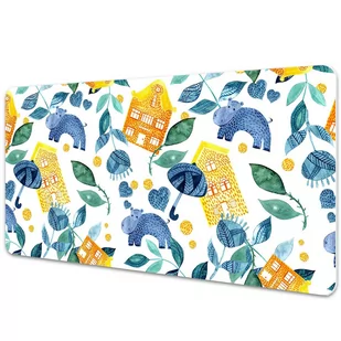 Duża podkładka na biurko Hipopotamy i domy 90x45cm - Podkładki na biurko - miniaturka - grafika 1