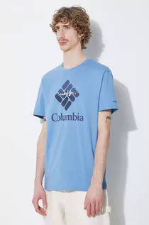 Koszulki męskie - Columbia t-shirt bawełniany Rapid Ridge kolor niebieski z nadrukiem 1888813 - grafika 1