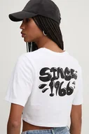 Koszulki sportowe damskie - Vans t-shirt bawełniany damski kolor biały VN000HHUWHT1 - miniaturka - grafika 1