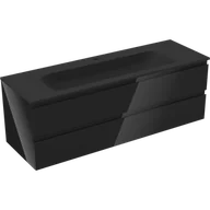 Szafki łazienkowe - Mexen Orio szafka łazienkowa 140 cm z umywalką Vela, 2 szuflady, czarna połysk/czarna mat - 91A10-14047-2-BFF70-W23M71 - miniaturka - grafika 1