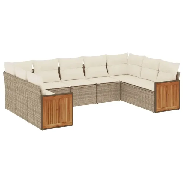 Zestaw wypoczynkowy rattanowy beżowy 9szt. 62x62x69cm