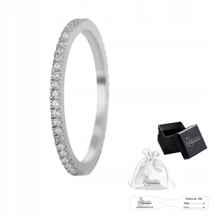 Srebrna Rodowana Obrączka pr. 925 z Cyrkoniami Subtelna i Elegancka r. 16 - Pierścionki - miniaturka - grafika 1