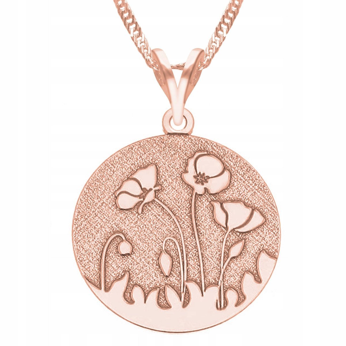 Naszyjnik Pozłacany z Blaszką Makami Kwiat Maki Kwiatki Łąka SREBRO 925