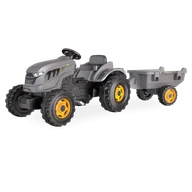 Jeździki dla dzieci - SMOBY Traktor XXL Szary na Pedały z Przyczepką - miniaturka - grafika 1