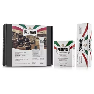 PRORASO White Classic Shaving Duo zestaw Balsam po goleniu 100 ml + krem po goleniu 150 ml dla mężczyzn - Balsamy po goleniu - miniaturka - grafika 1