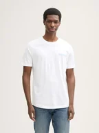 Koszulki męskie - T-SHIRT KOSZULKA MĘSKA Z LOGO TOM TAILOR Printed White, S - miniaturka - grafika 1