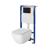 Stelaże i zestawy podtynkowe do WC - Cersanit Tech Line Opti Set B639 Zestaw Toaleta WC bez kołnierza + deska wolnoopadająca + stelaż podtynkowy WC + przycisk spłukujący WC S701-658 - miniaturka - grafika 1