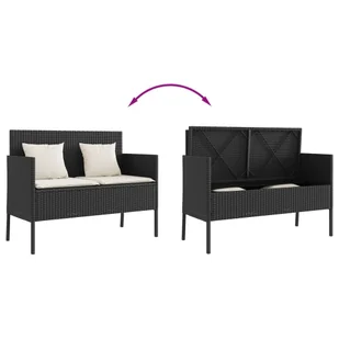 Ławka ogrodowa z poduszkami, czarna, polirattan Lumarko! - Ławki ogrodowe Ławka ogrodowa z poduszkami, czarna, polirattan Lumarko! - Ławki ogrodowe - miniaturka - grafika 8