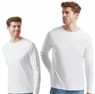 Koszulki męskie - Koszulka Męska Bawełna Długi Rękaw Fruit Loom 610380 BIAŁY L - miniaturka - grafika 1