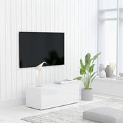 Szafki RTV - vidaXL Szafka pod TV, biała, wysoki połysk, 80x34x30 cm, płyta wiórowa - miniaturka - grafika 1