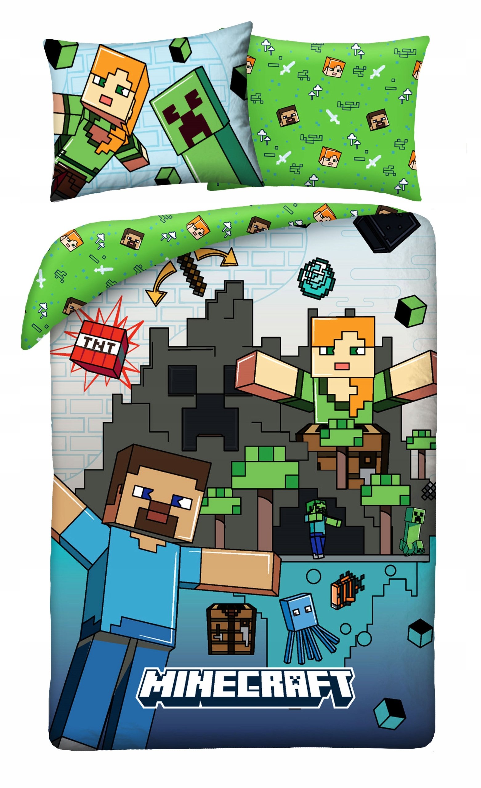 Pościel dziecięca Minecraft 140 x 200 cm Halantex 100% bawełna Steve Alex