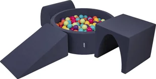 KiddyMoon KiddyMoon Piankowy plac zabaw PPZP-OK30D-124 z piłeczkami granatowy: jasny zielony-żółty-turkus-pomarańcz-ciemny róż-fiolet basen 200/klin L/górka/tunel Zabawka plac zabaw - Suche baseny - miniaturka - grafika 1