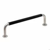 Zawiasy, okucia i inne akcesoria - Uchwyt meblowy podłużny 1353 128 Nikiel Szczotkowany z Czarną Skórą - miniaturka - grafika 1