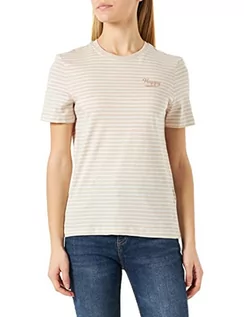 Koszulki i topy damskie - ONLY Onlweekday Reg S/S Stripe Top Box JRS T-Shirt damski, Pumice Stone/Print: happy (Nomad), XS - grafika 1