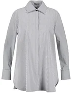 Bluzki damskie - Samoon Damska bluzka z długim rękawem, w paski, z długim rękawem, w paski, Granatowy wzór, 56 - miniaturka - grafika 1