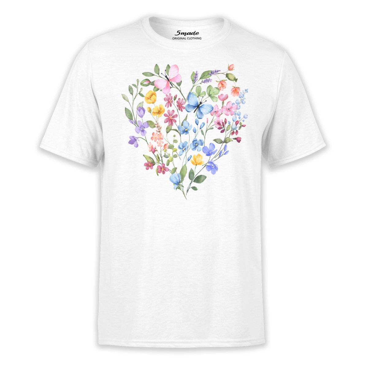 Koszulka z nadrukiem serce z polnych kwiatów XXL 5made