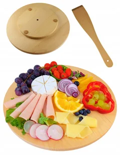 Deska TACA OBROTOWA 35 cm ser przekąski DREWNIANA - Deski do krojenia - miniaturka - grafika 1