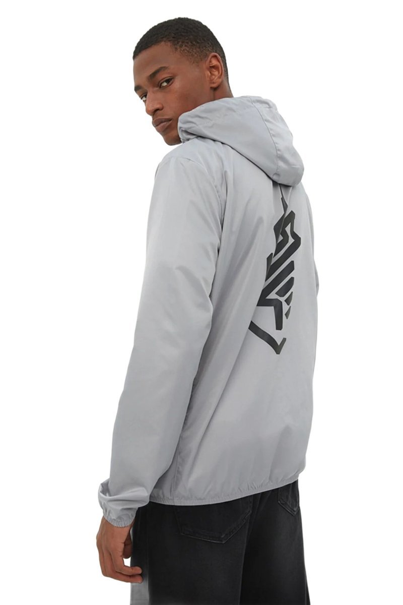 TRENDYOL MAN KURTKA MĘSKA Z KAPTUREM SZARA Z NADRUKIEM XL 5DA