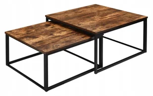Stoliki Kawowe Loft Velen Rustic Postarzany Dąb - Ławy i stoliki kawowe - miniaturka - grafika 1