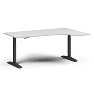 Biurka - Stół z regulacją wysokości ULIX, elektryczny, 675-1325 mm, narożnik prawy, blat 1800x1200 mm, podstawa czarna, biały - miniaturka - grafika 1