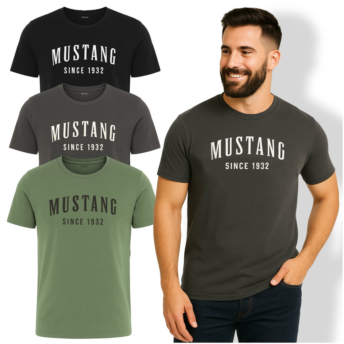 Mustang Zestaw Koszulek Męskich T-shirt Bawełna 3 sztuki 4260 Roz. L